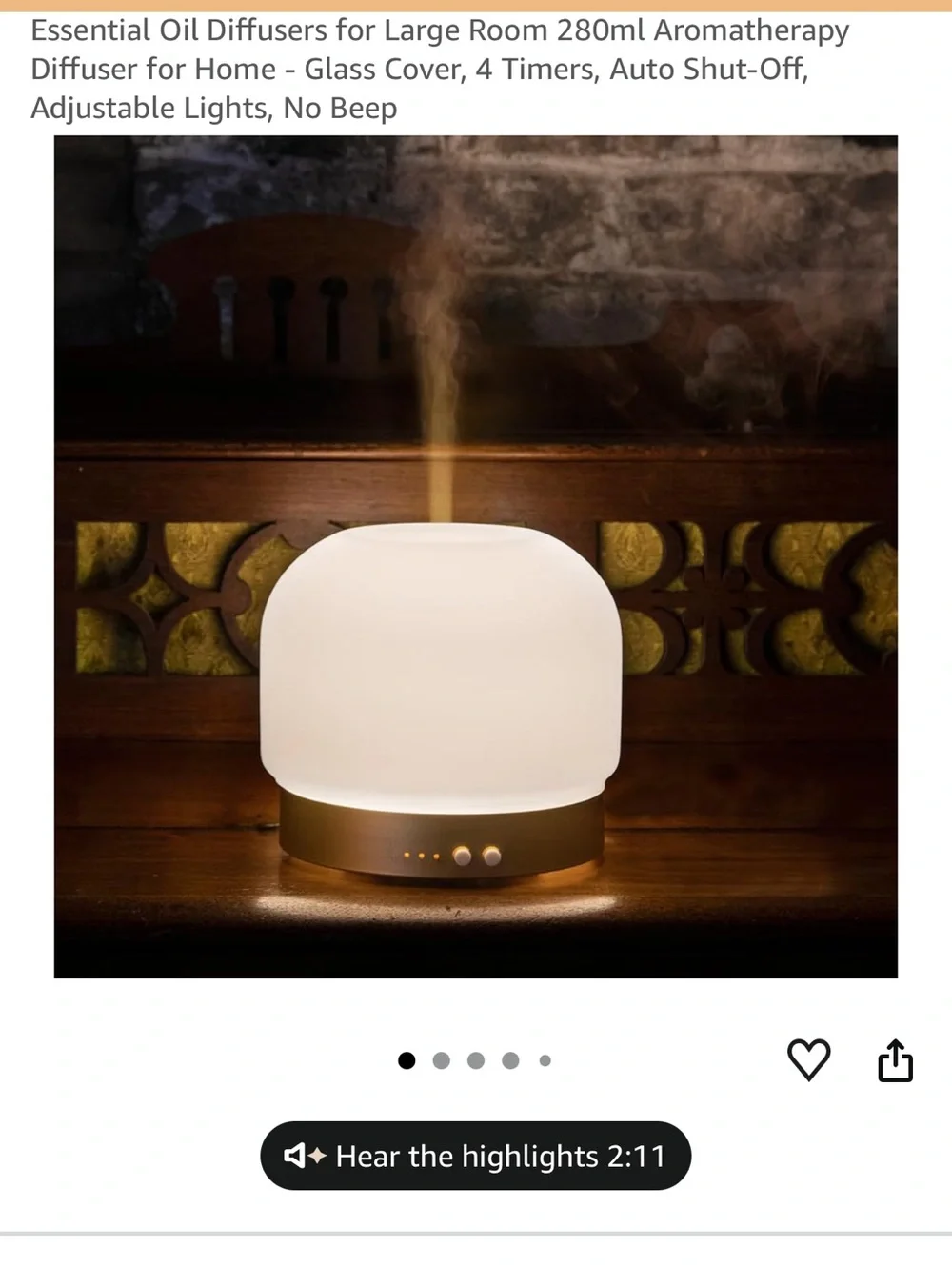 Glass-Cover Aromatherapy Diffuser in White and Gold - Home Accents